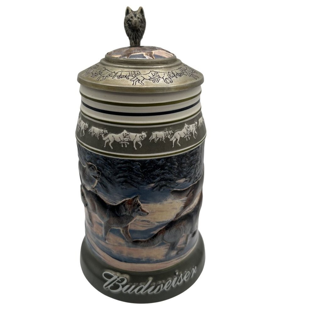 VTG Budweiser 2000 3D Mug The Wolf Pack Series Run For The Moment Stein CS471 - Picture 3 of 16